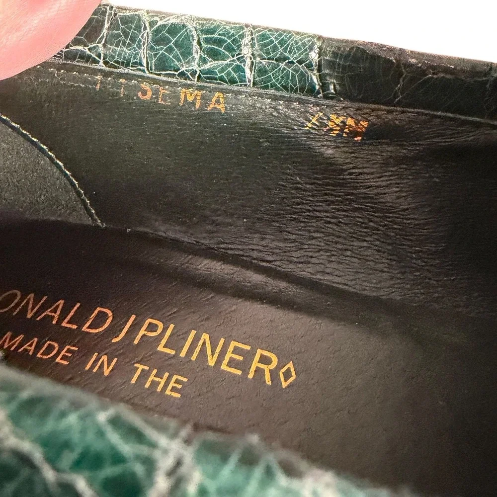 Donald J Pliner Green‎ Loafers Croc Wedge Made in Italy Women's Size 7M
